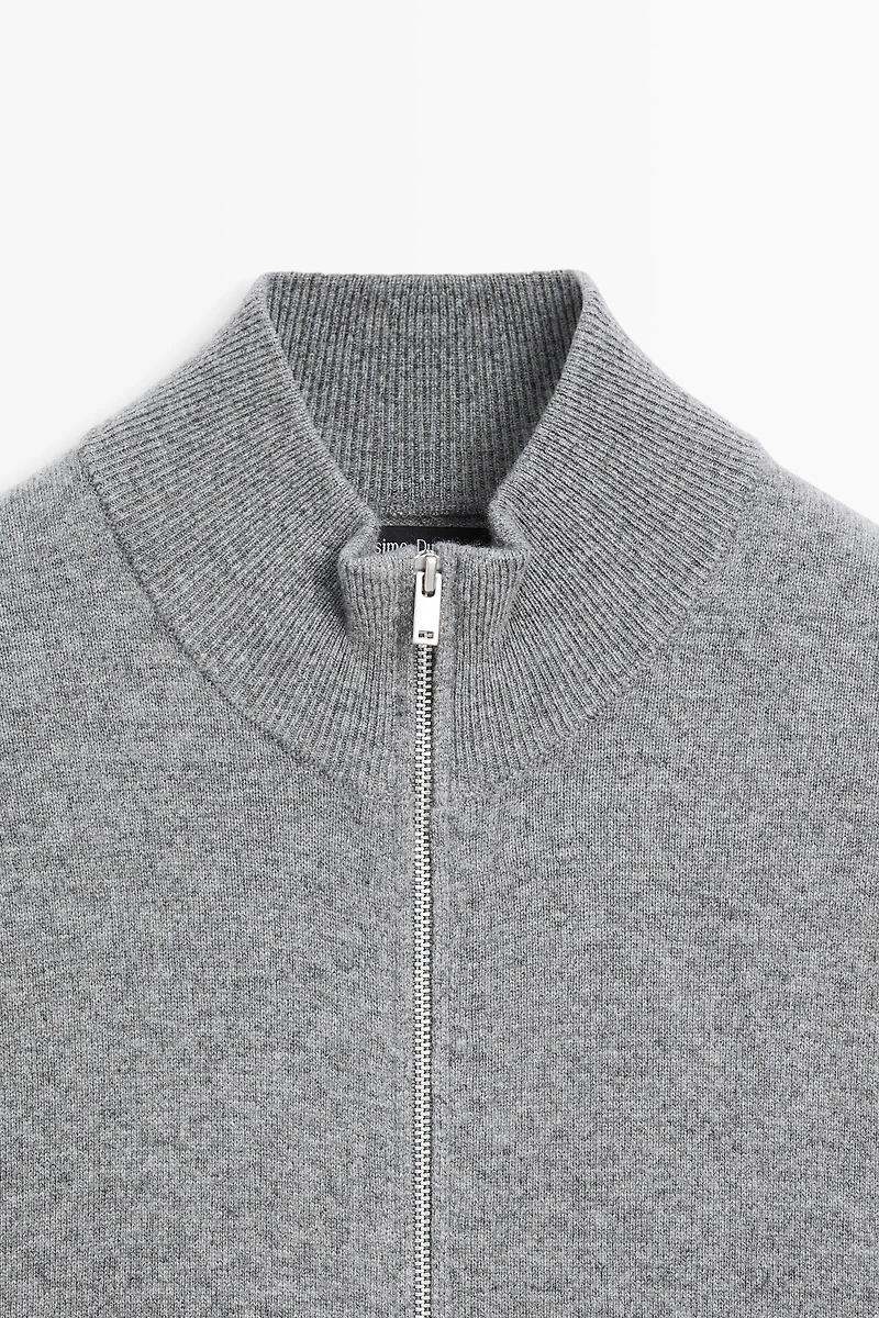 100% cashmere zip-up knit cardigan