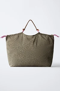 ANIMAL PRINT NYLON SHOPPER BAG