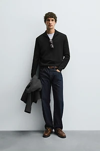 100% WOOL QUARTER-ZIP SWEATER