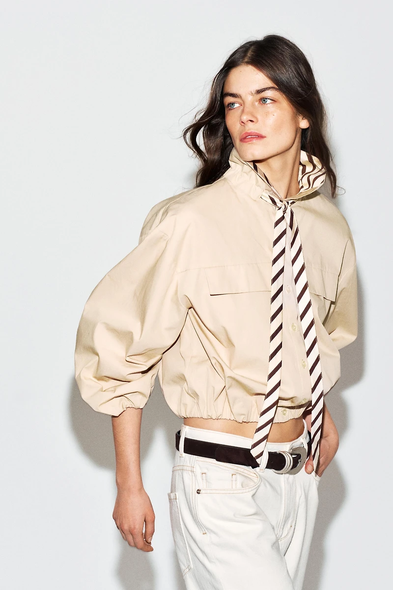 CONTRAST COLLAR POPLIN SHIRT
