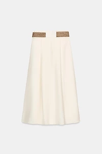 BRAIDED BELT MIDI SKIRT