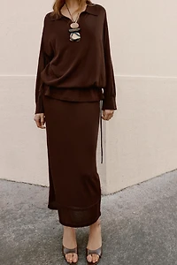 FLOWY KNIT STRAIGHT SKIRT