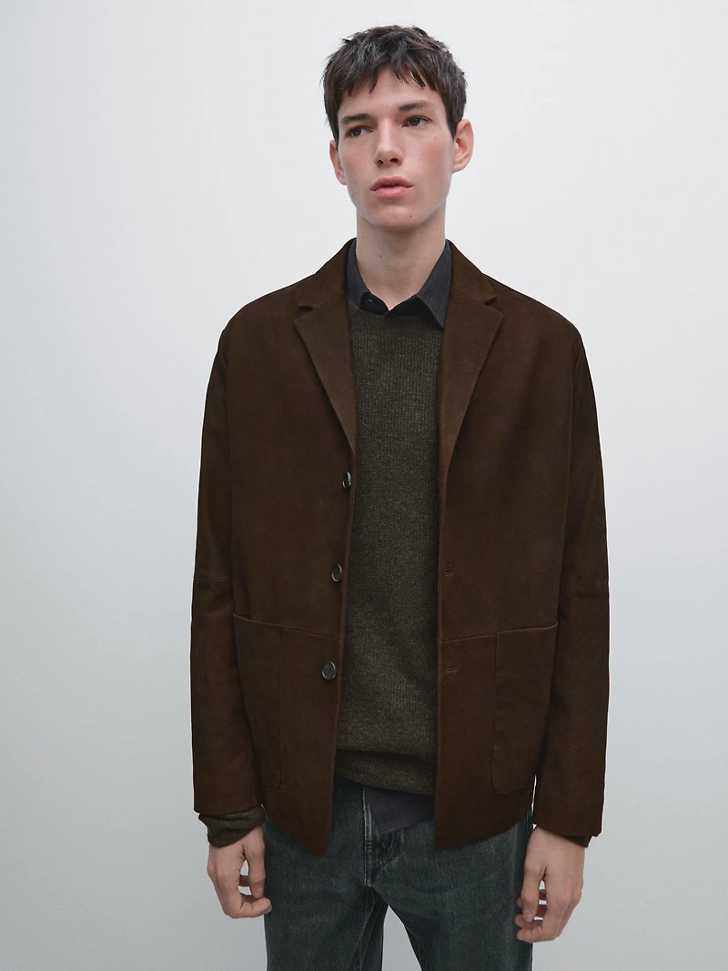 Nubuck leather blazer