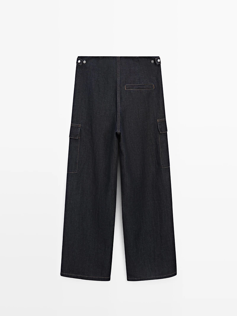 Linen blend cargo jeans