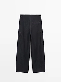 Linen blend cargo jeans