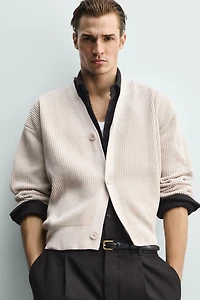 TEXTURED RELAXED FIT CARDIGAN