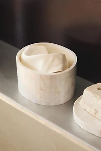 MOTHER-OF-PEARL-EFFECT BATHROOM STORAGE JAR