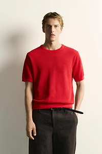 OPEN-KNIT TEXTURED T-SHIRT