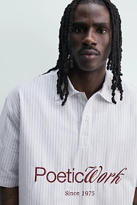 PRINTED TEXT BOXY FIT POLO SHIRT