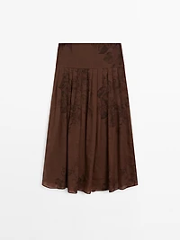 Flared floral print midi skirt