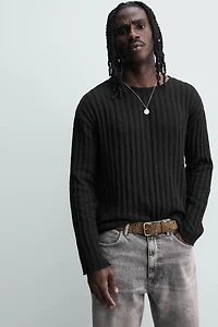 OPEN-KNIT RIBBED JUMPER