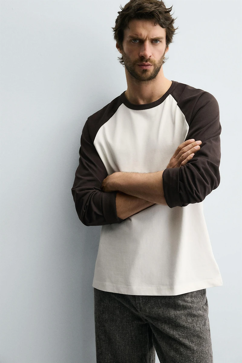 COLOR BLOCK RAGLAN SLEEVE T-SHIRT