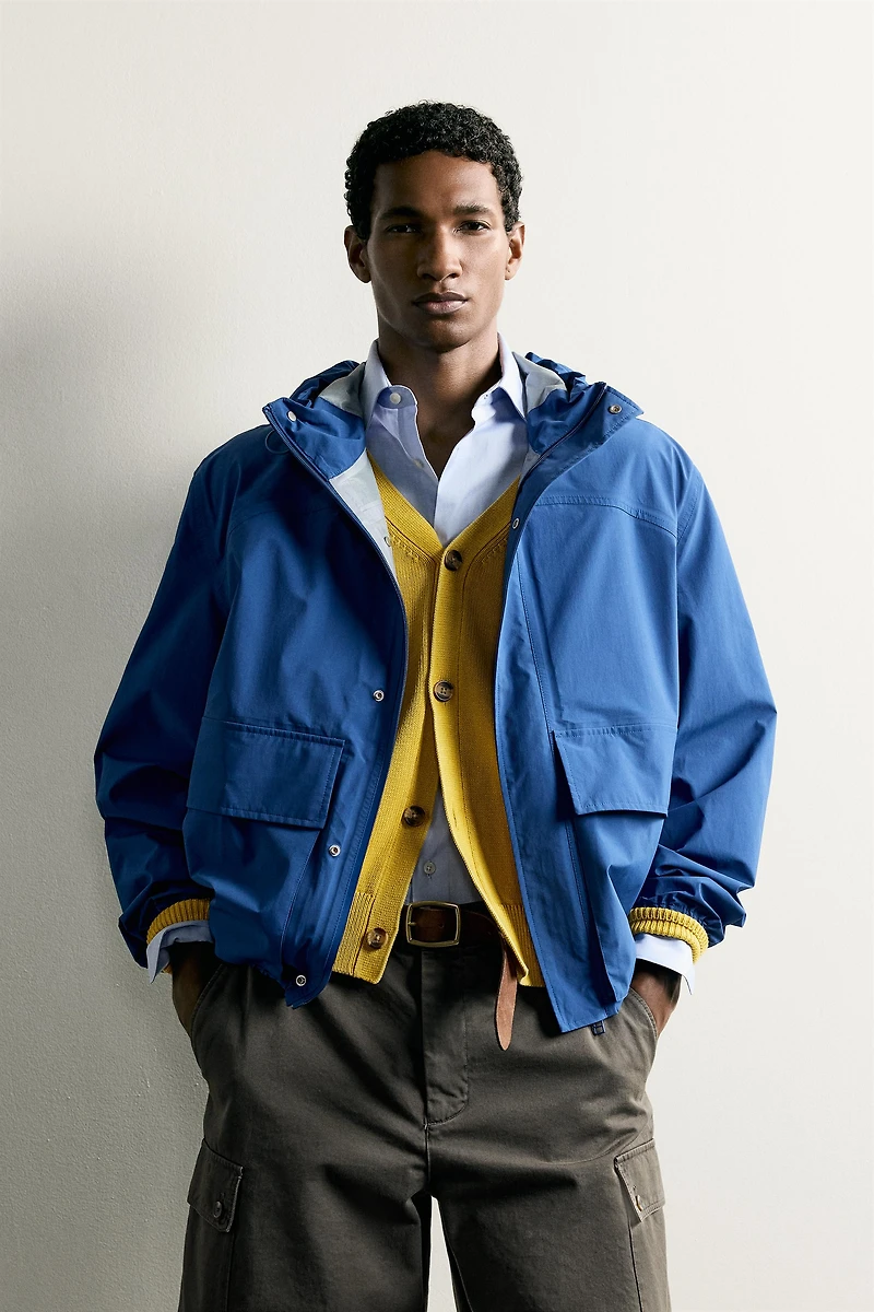 RELAXED FIT HOODED TECHNICAL JACKET