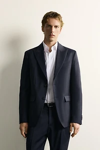 REGULAR FIT 100% WOOL PINSTRIPE SUIT BLAZER