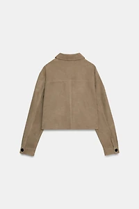 100% LEATHER SHIRT COLLAR JACKET