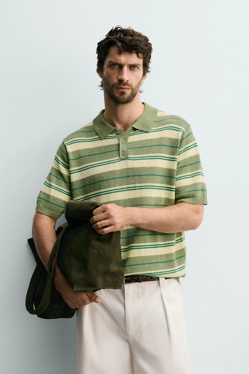 STRIPED JACQUARD KNIT POLO