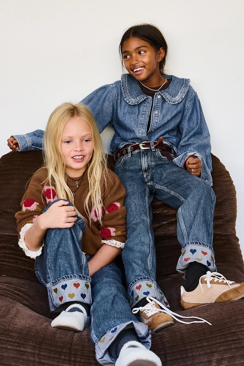 CHEMISE EN DENIM À COL CLAUDINE