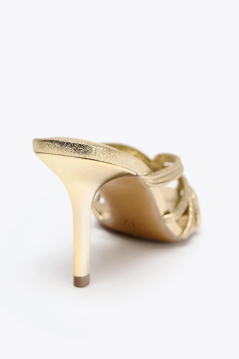 METALLIC EFFECT STILETTO HEEL SANDALS