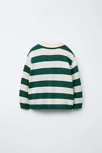 STRIPED POLO SWEATER