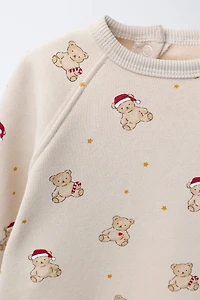 BEAR PRINT SWEATSHIRT AND JOGGER SET