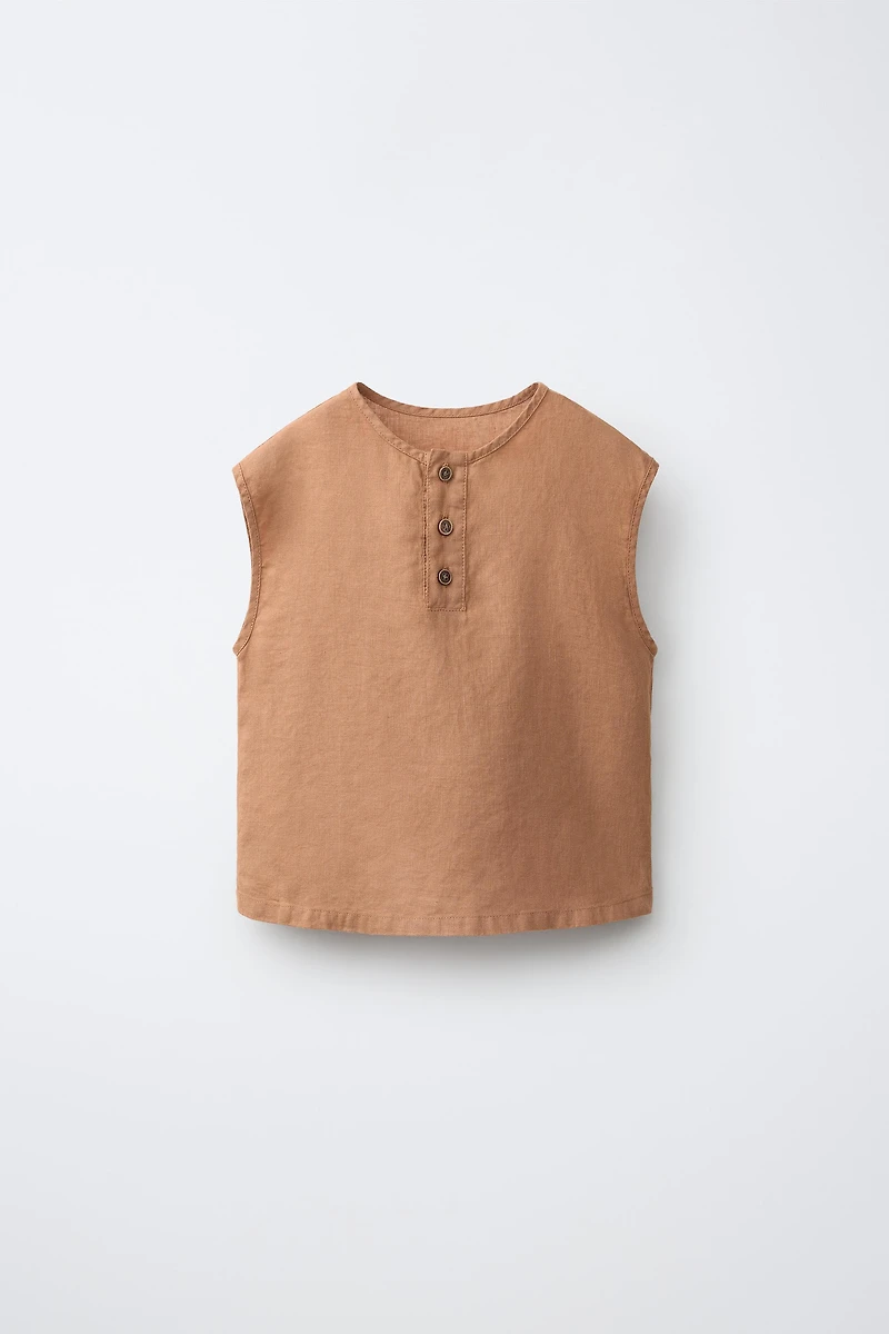 CHEMISE SANS MANCHES 100% LIN