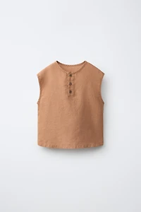 CHEMISE SANS MANCHES 100% LIN