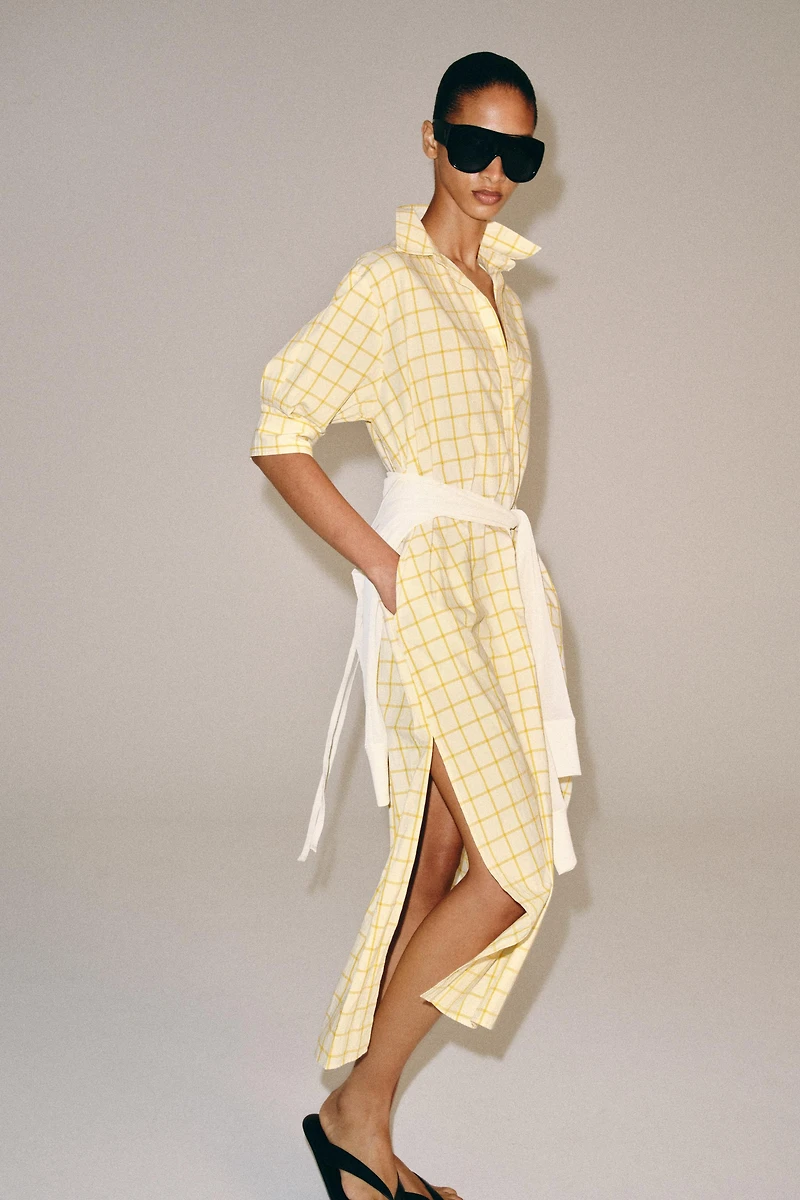 ZW COLLECTION CHECKED SHIRT DRESS