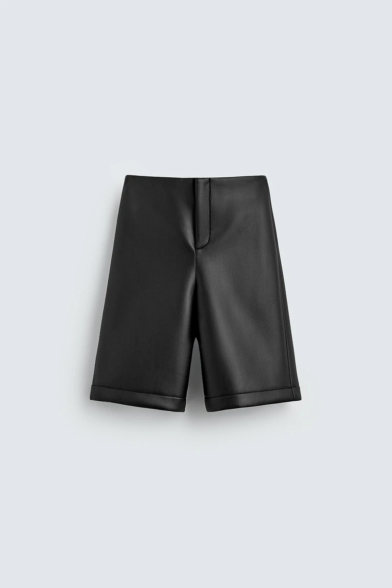 LEATHER EFFECT LONG BERMUDA SHORTS HARRY LAMBERT FOR ZARA X DISNEY