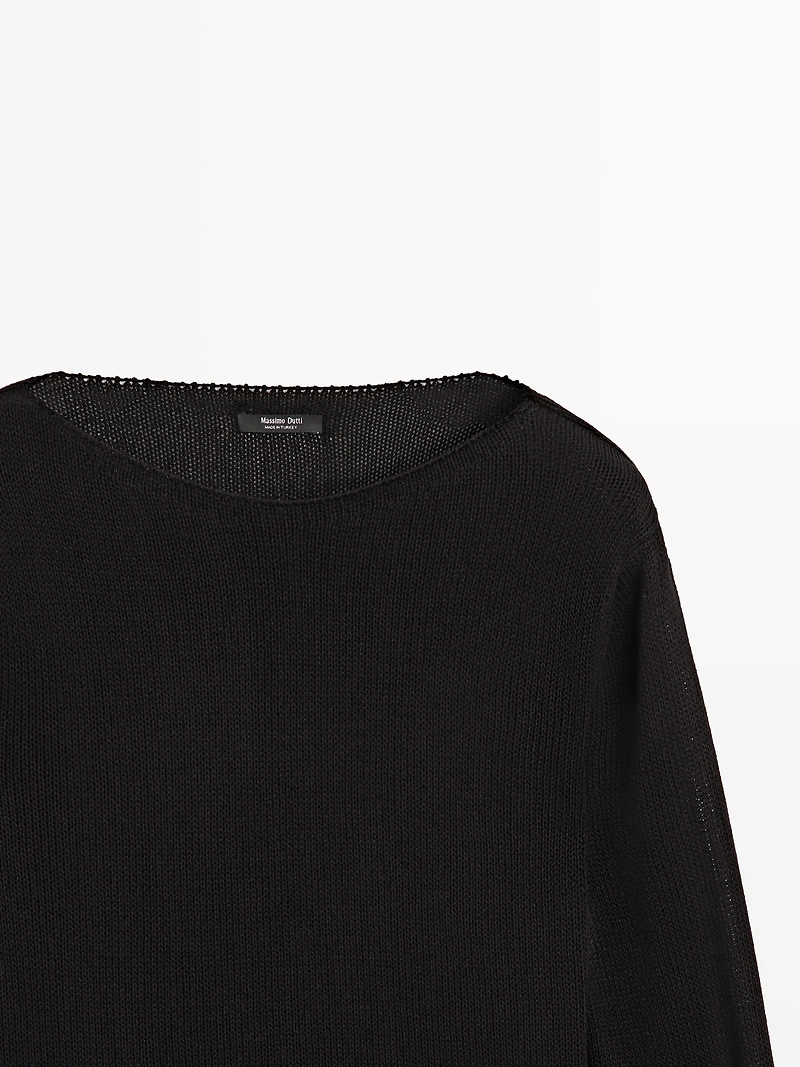 Pull en maille fluide à col bateau