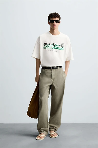OVERSIZED PRINTED TEXT T-SHIRT