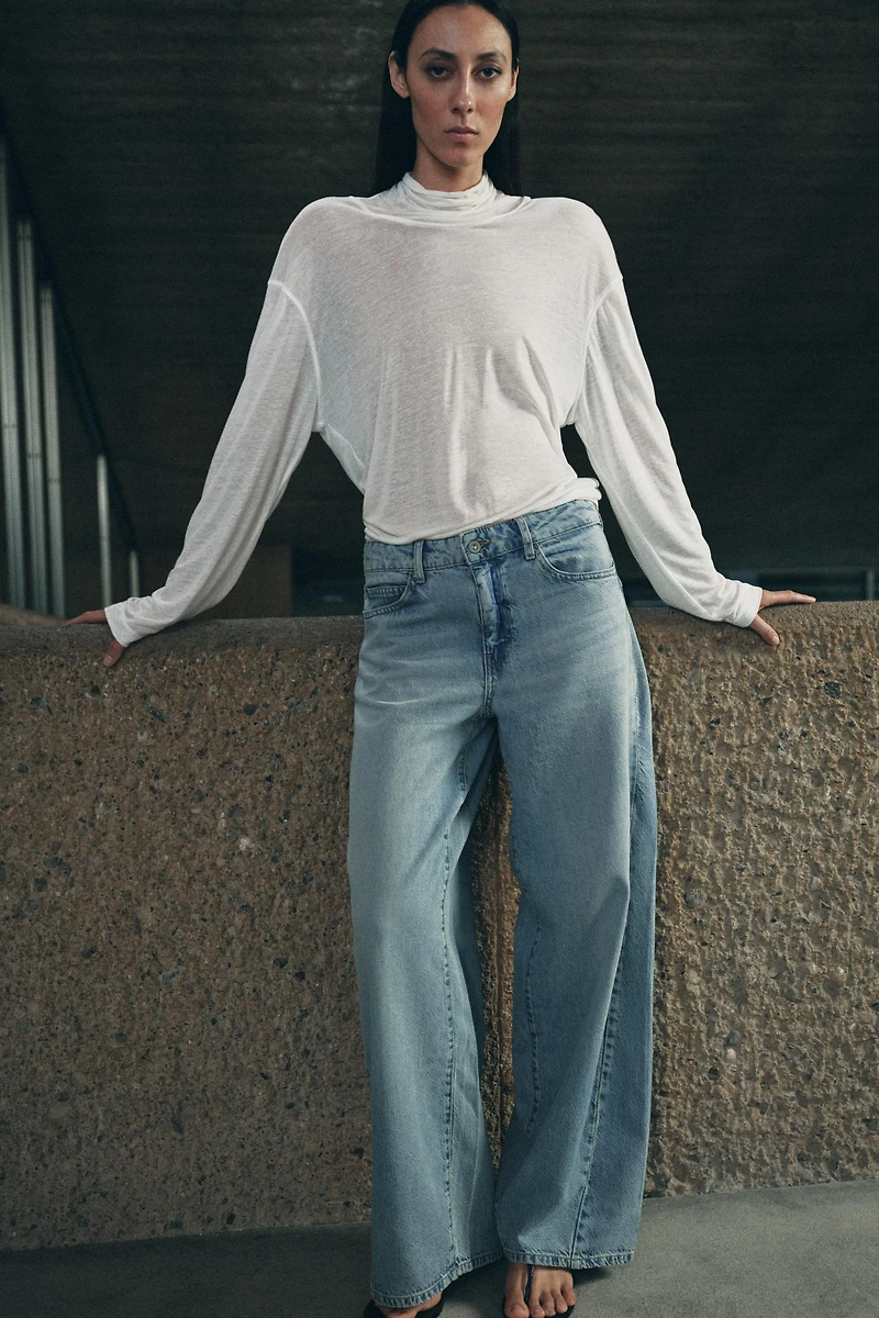 ZW COLLECTION LOOSE BARREL MID-RISE JEANS