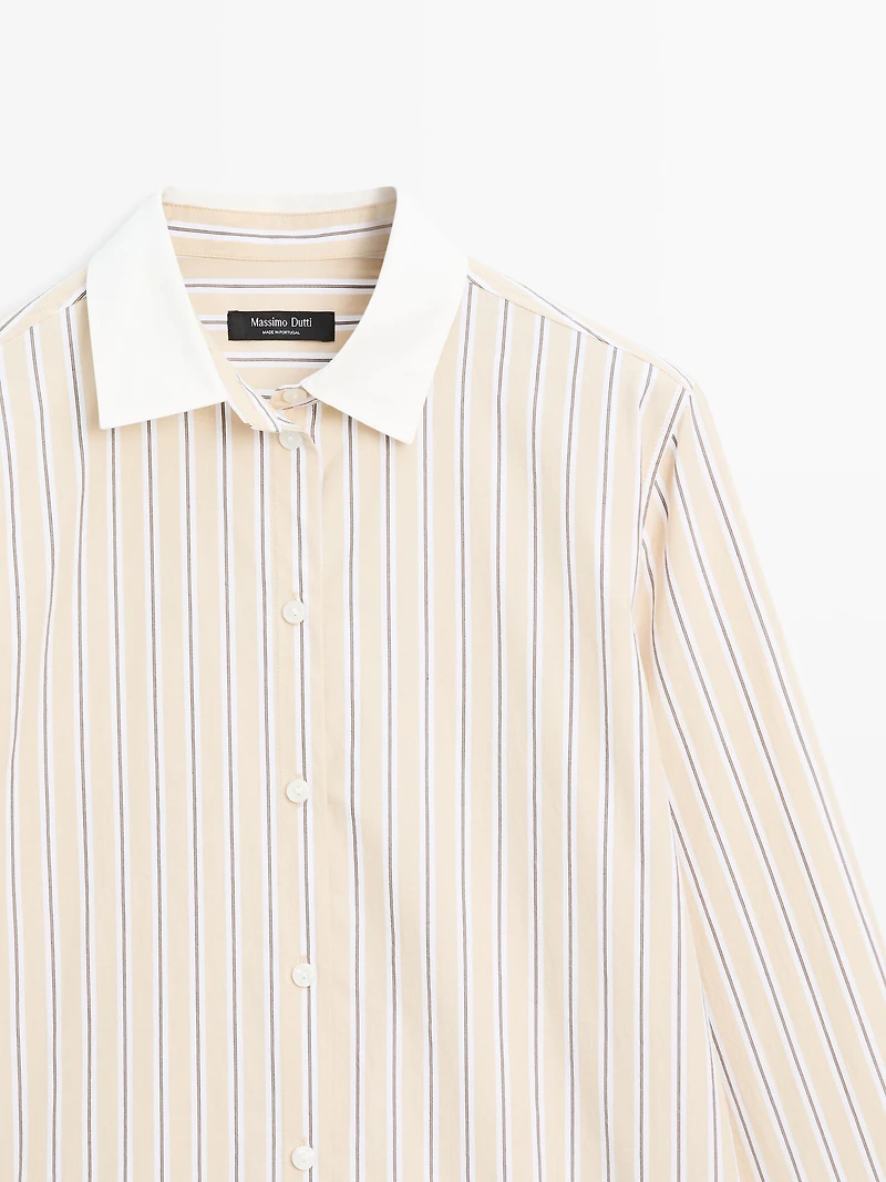 Striped shirt with contrast detail