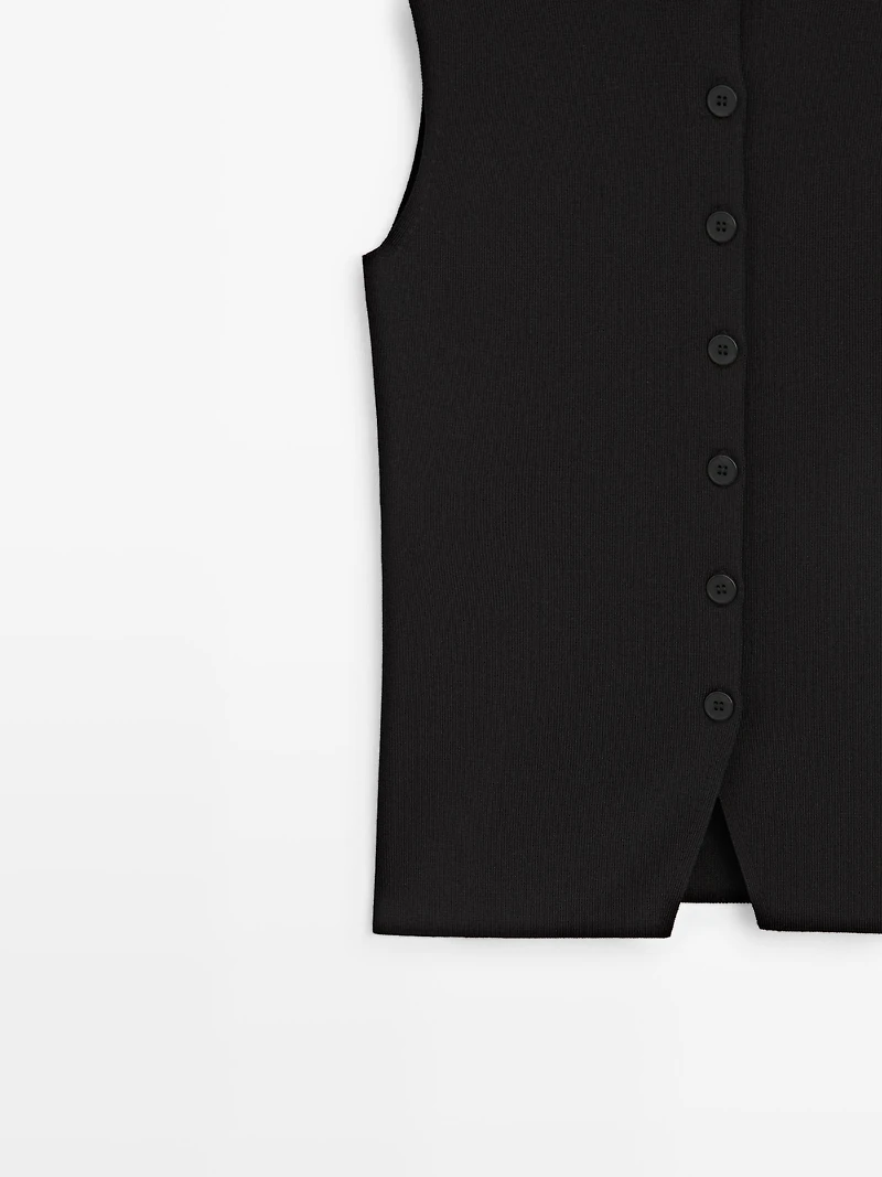 V-neck vest with button details
