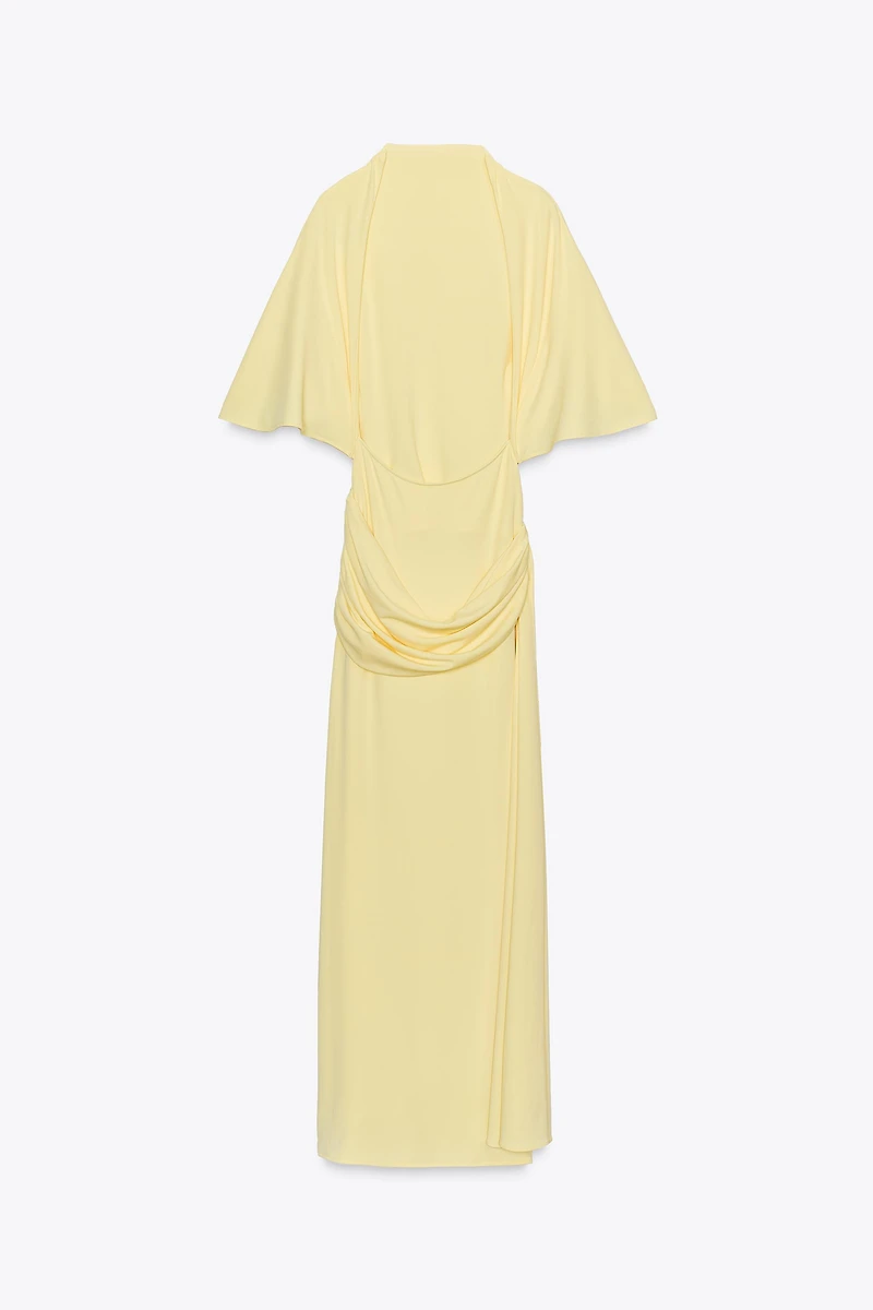 OPEN BACK CAPE MAXI DRESS