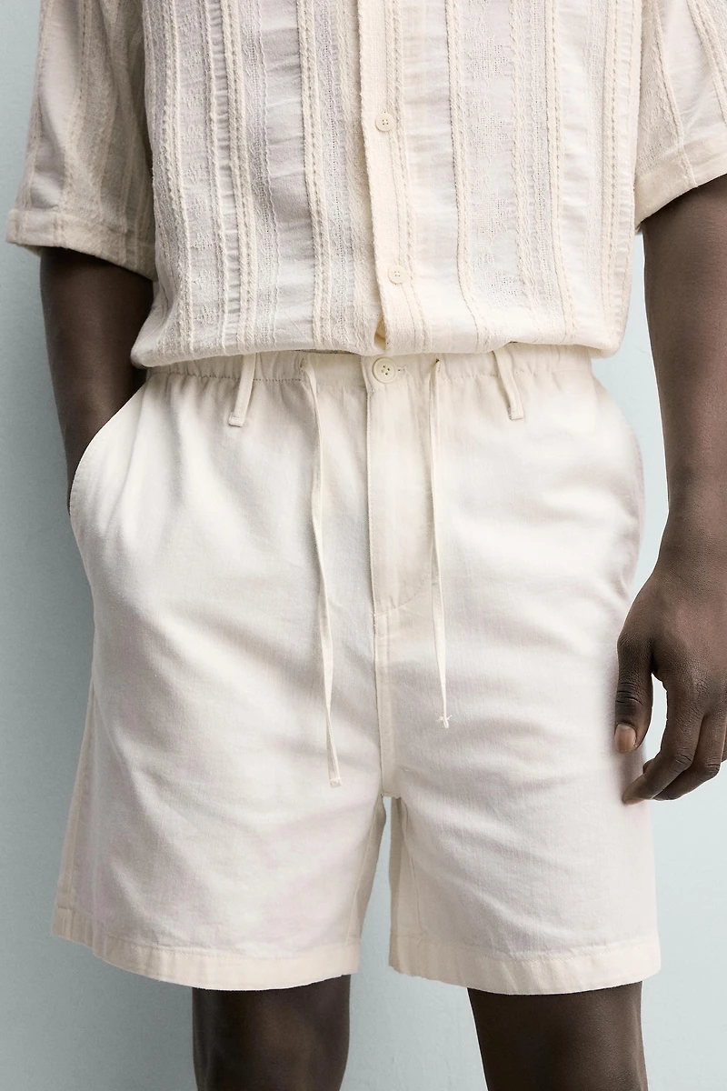 REGULAR FIT COTTON BLEND SHORTS