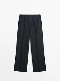 Pantalon wide leg avec lin