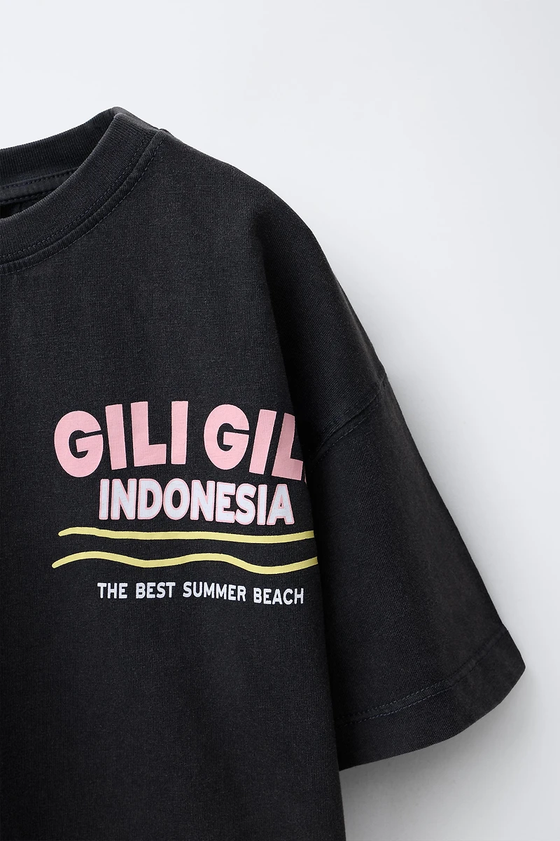 WASHED EFFECT TEXT T-SHIRT