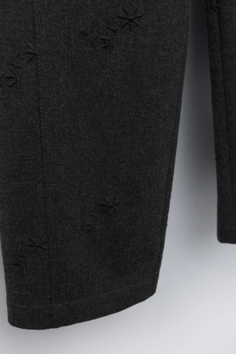 SOFT BARREL EMBROIDERED FLORAL PANTS