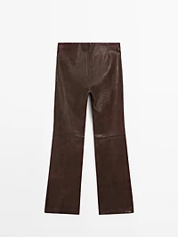 Nappa leather bell bottom trousers