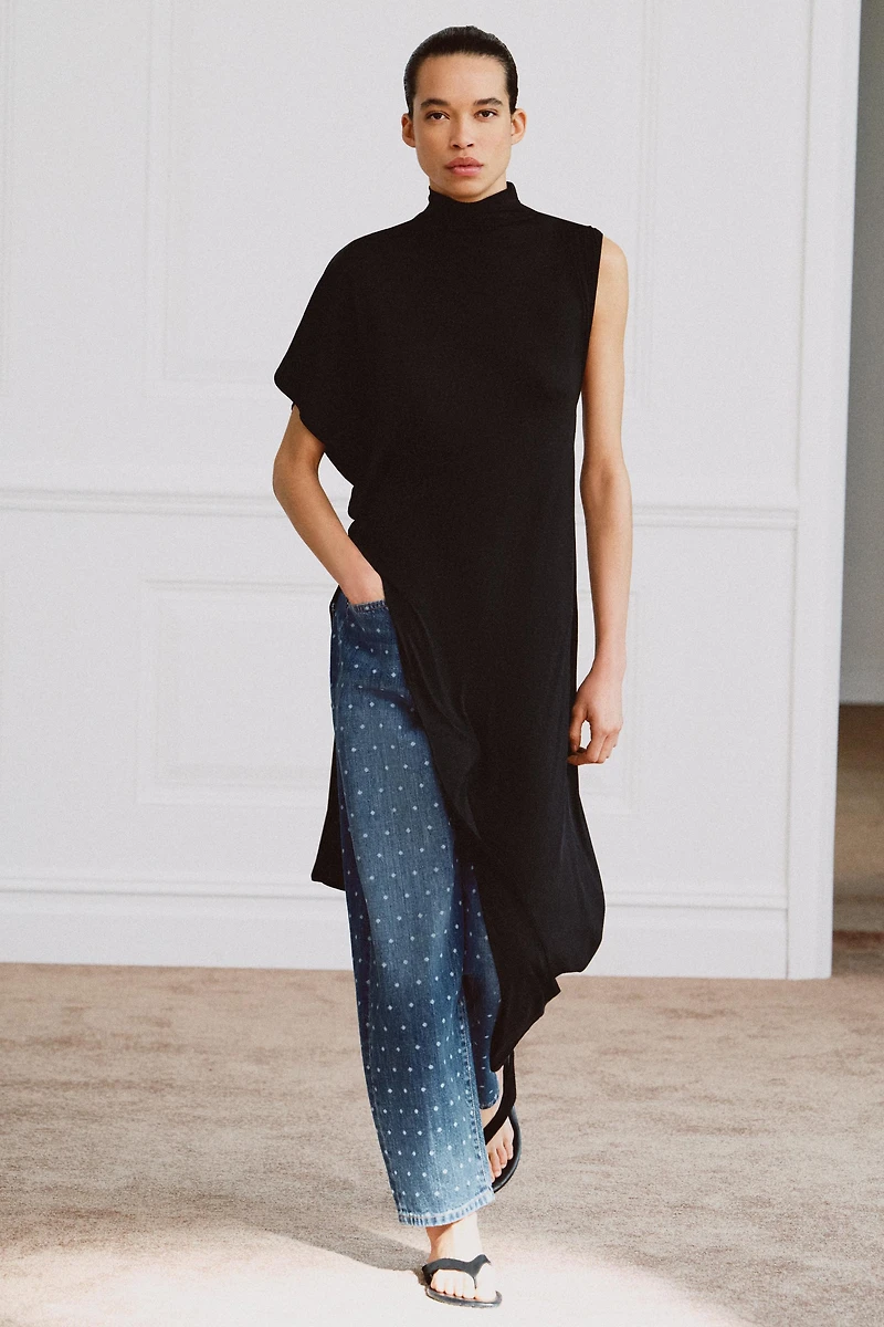 ZW COLLECTION POLKA DOT MID-RISE TAPERED JEANS