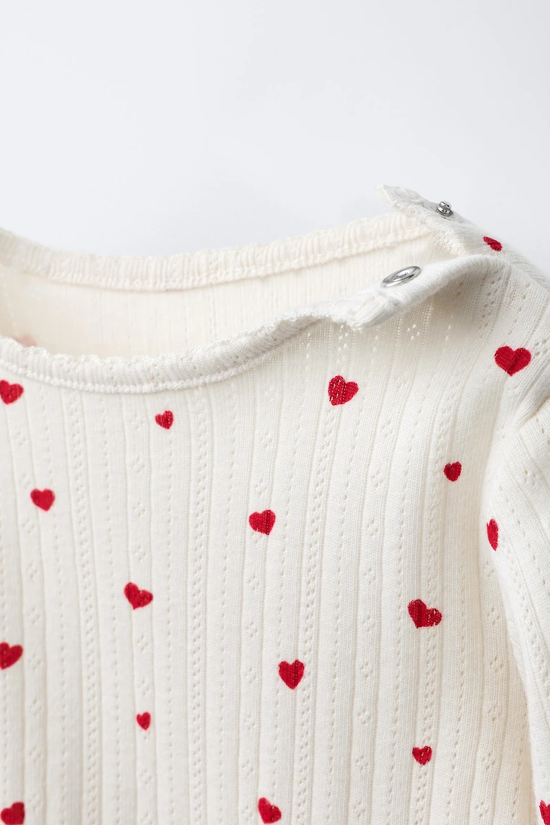 HEART PRINT BODYSUIT AND LEGGINGS SET