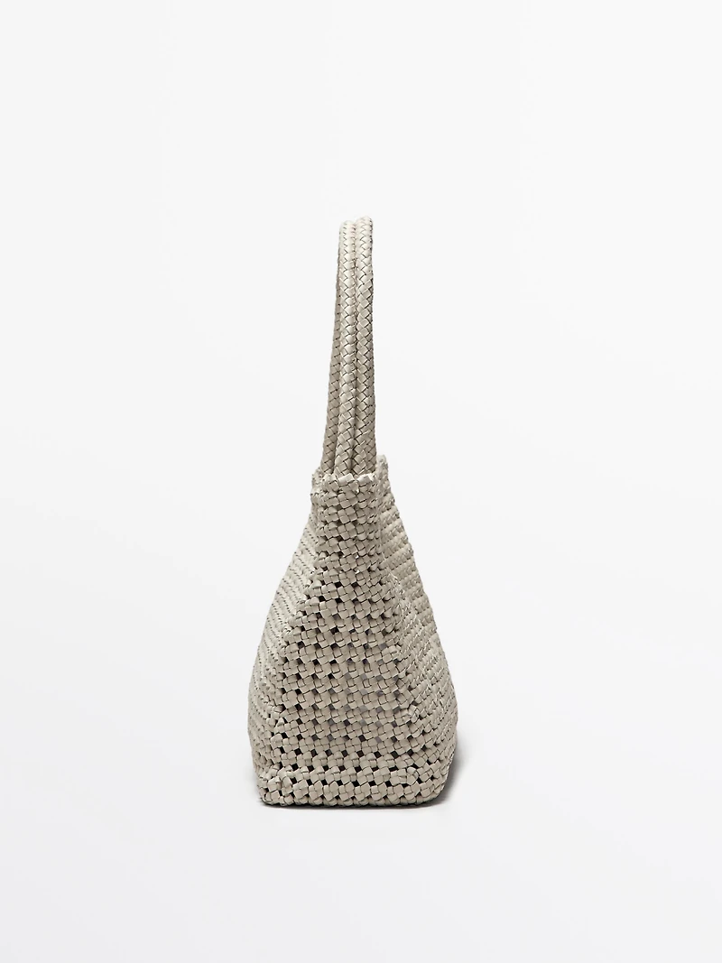 Braided nappa leather shopper bag