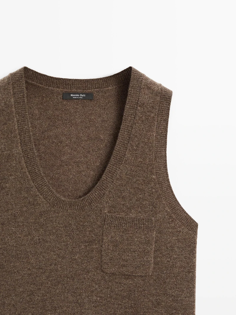 Top en laine mélangée avec poche