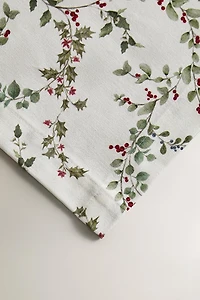 CHRISTMAS HOLLY LEAF COTTON TABLECLOTH
