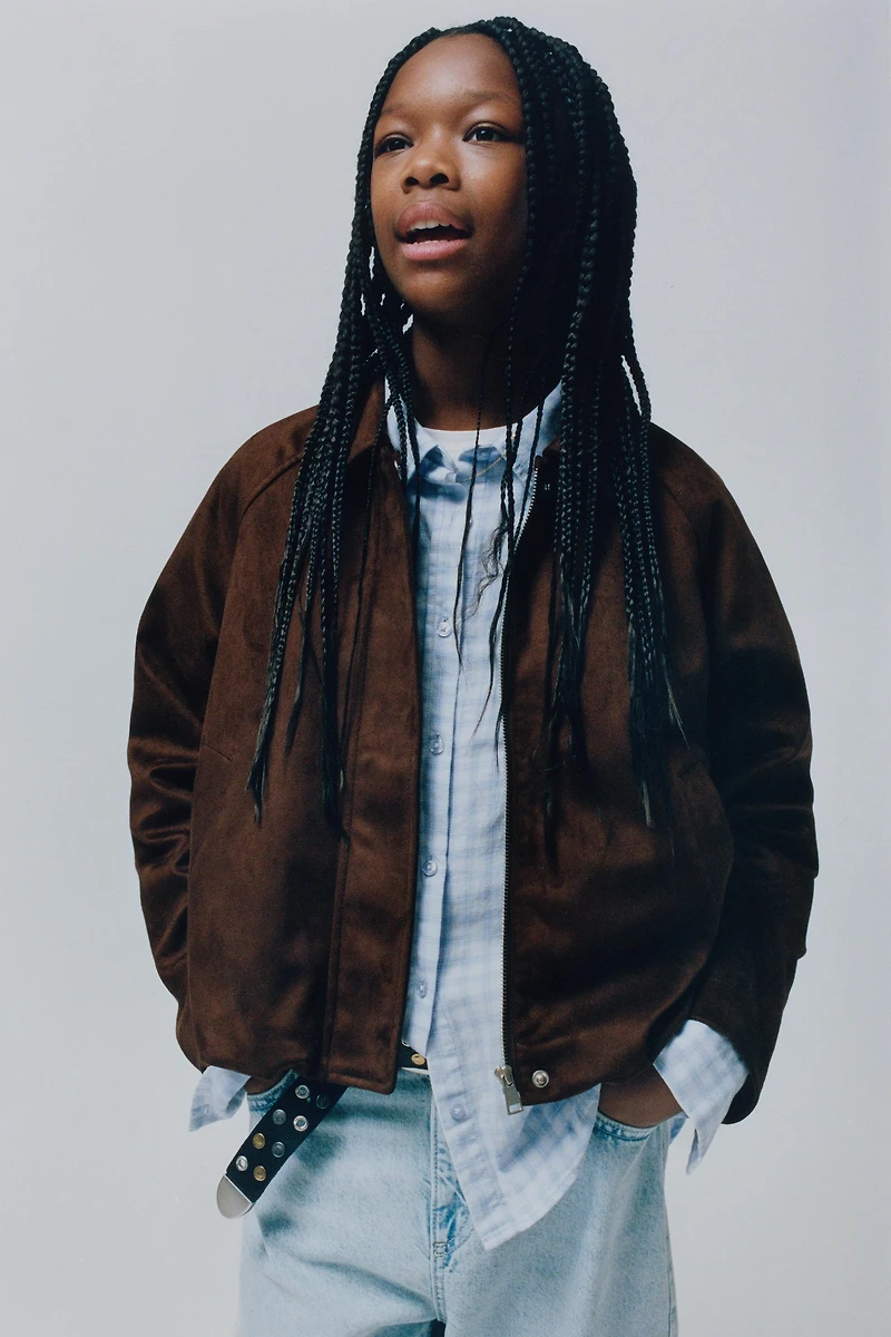 FAUX SUEDE BOMBER JACKET