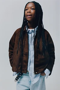 FAUX SUEDE BOMBER JACKET