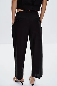 POPLIN PLEATED PANTS