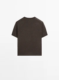 Short-sleeve wool blend knit sweater