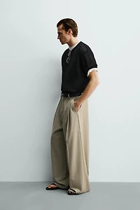 PLEATED WIDE FIT PANTS