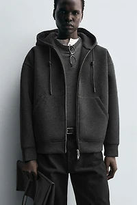 SWEAT À CAPUCHE EFFET NÉOPRÈNE